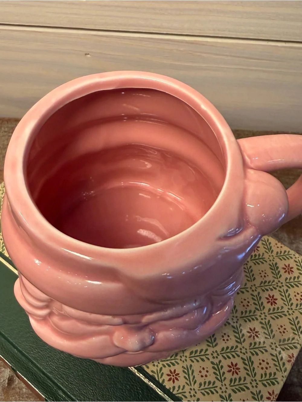 World Market Pink Santa Figural Ceramic Mug Christmas